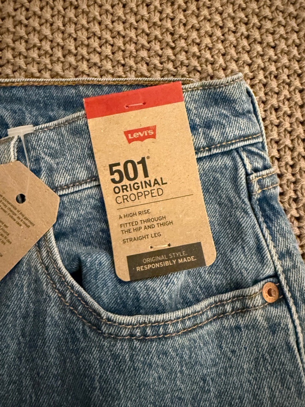 Levi's Two-Tone Straight Leg Jeans - Light Blue & Medium Blue - Picture 3 of 4